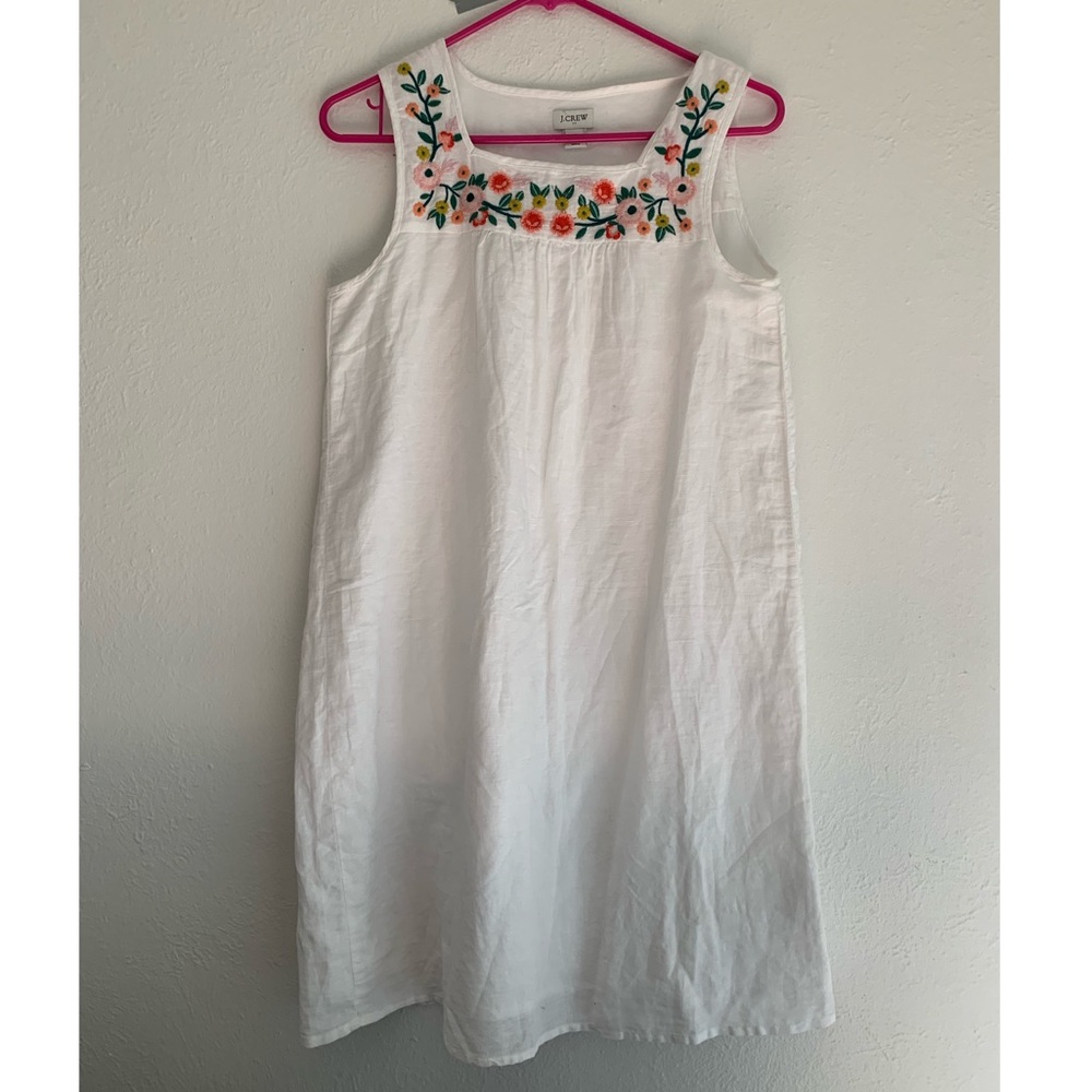 J Crew white embroidered dress